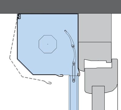 Systemaufbau: Vorbau Rollladen mit rollgeformtem Kasten, 45° schräg