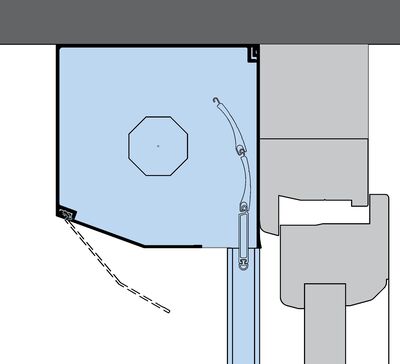 Systemaufbau: Vorbau Rollladen mit stranggepresstem Kasten, 20° schräg - Revision unten