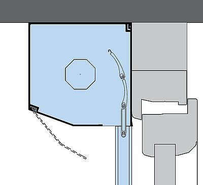 Systemaufbau: Vorbau Rollladen mit stranggepresstem Kasten, 20° schräg - Revision unten